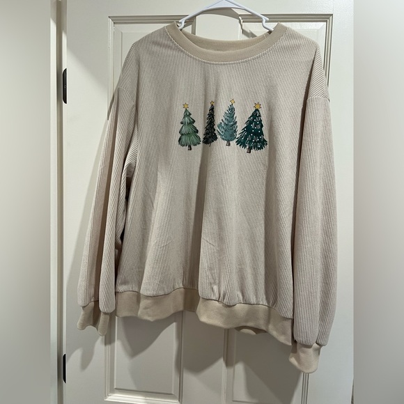 SHEIN Sweaters - SHEIN Cream Sweater with Green Tree Design